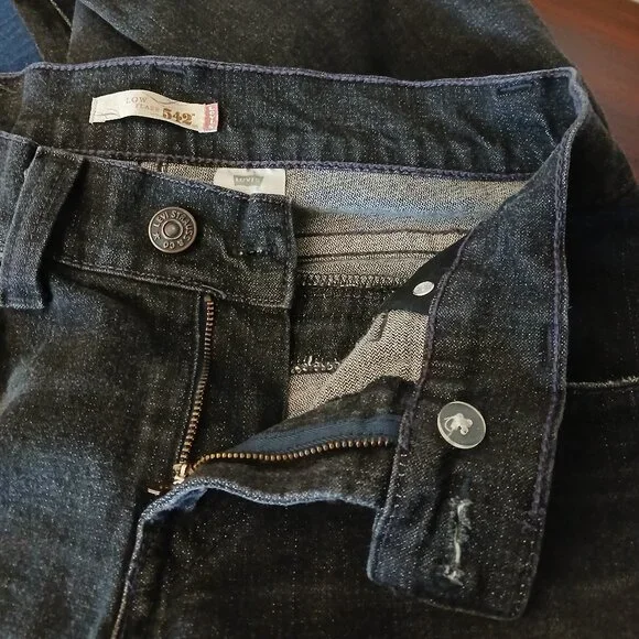 Levis 542 Vintage Jeans 6 Low Rise Flare Washed Black Denim Stretch '06 - Picture 6 of 9